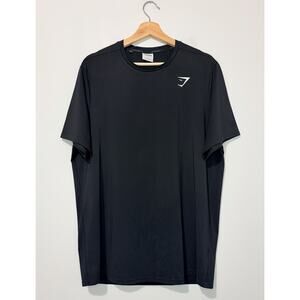 Gymshark Mens T Shirt L Black Short Sleeve Crew Neck Breathable Logo